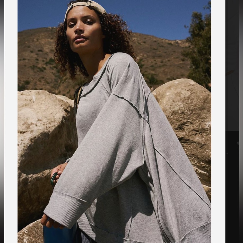 Free People FP movement sun seeker sweatshirt top tunic shirt grey small